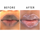 Lip swatch of BARE medium nude brown lip gloss 